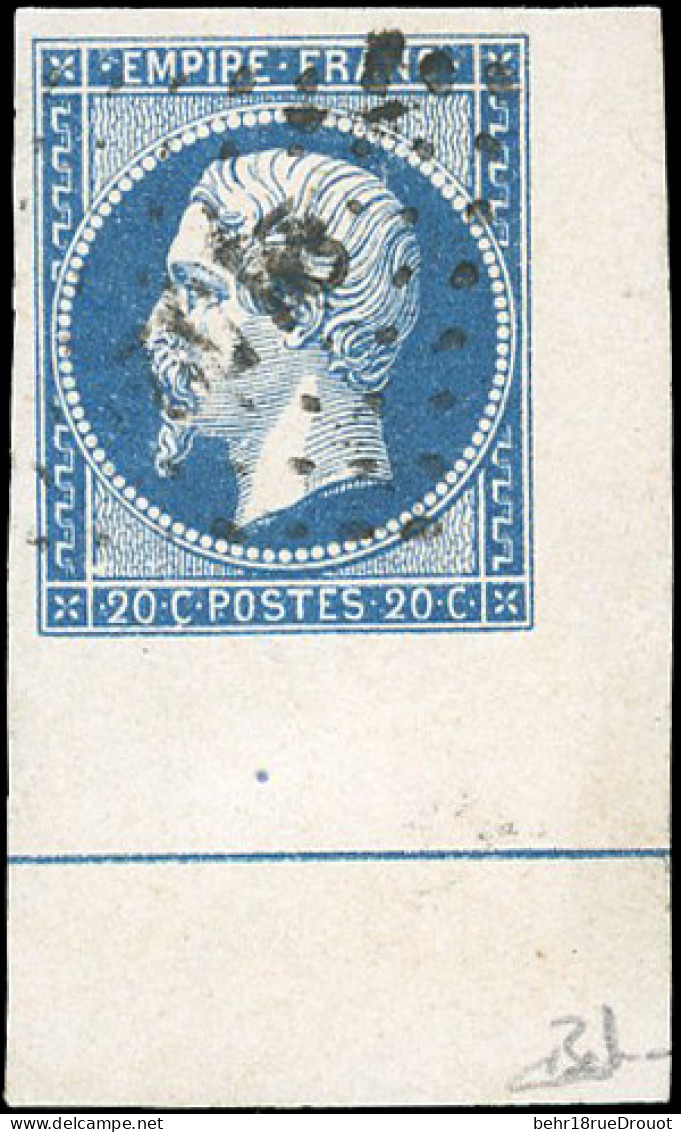 Obl. 14Ai -- 20c. Bleu. Obl. CdeF Avec Filet D'encadrement. SUP. - 1853-1860 Napoleon III