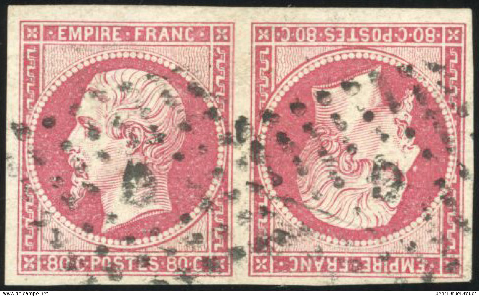 Obl. 17Bc -- Paire Tête-bêche Du 80c. Rose. Obl. SUP. R. - 1853-1860 Napoleon III