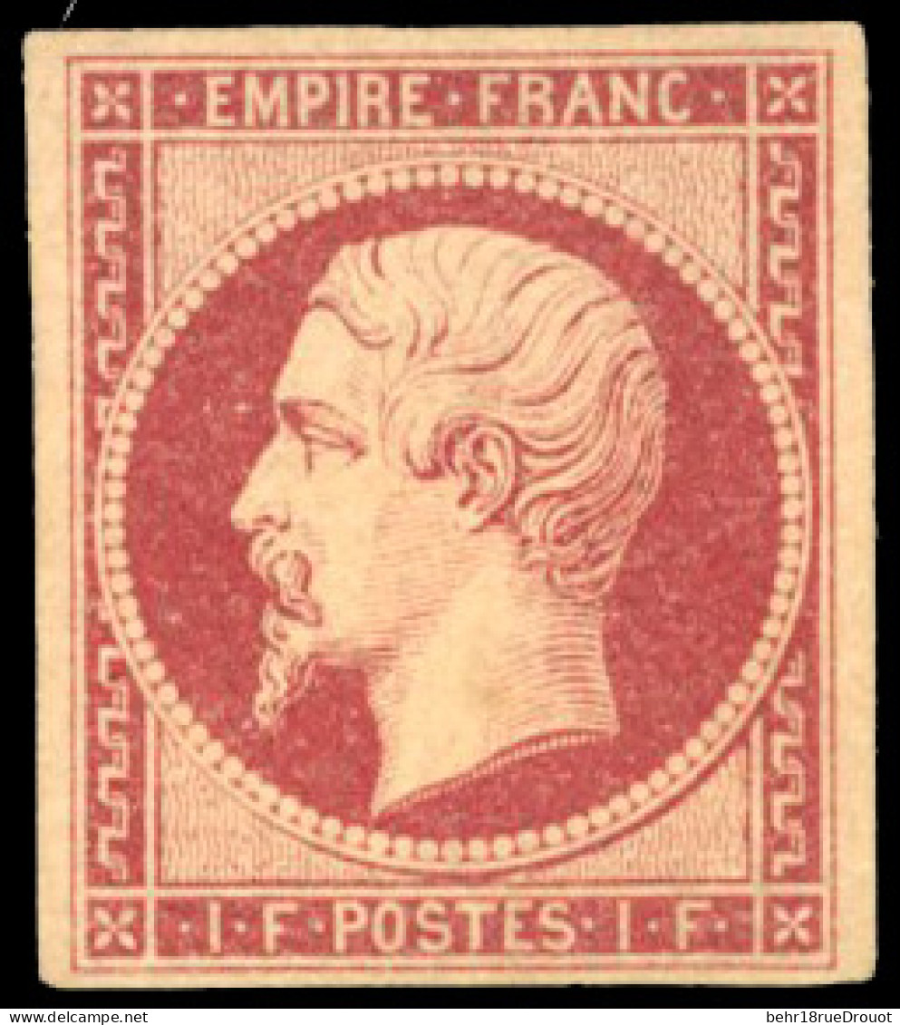 * 18 -- 1F. Carmin. Grandes Marges. SUP. - 1853-1860 Napoléon III