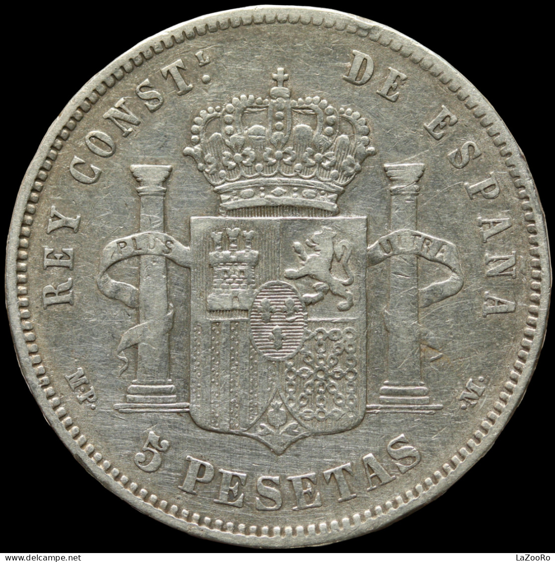 LaZooRo: Spain 5 Pesetas 1888 VF / XF - Silver - Primeras Acuñaciones