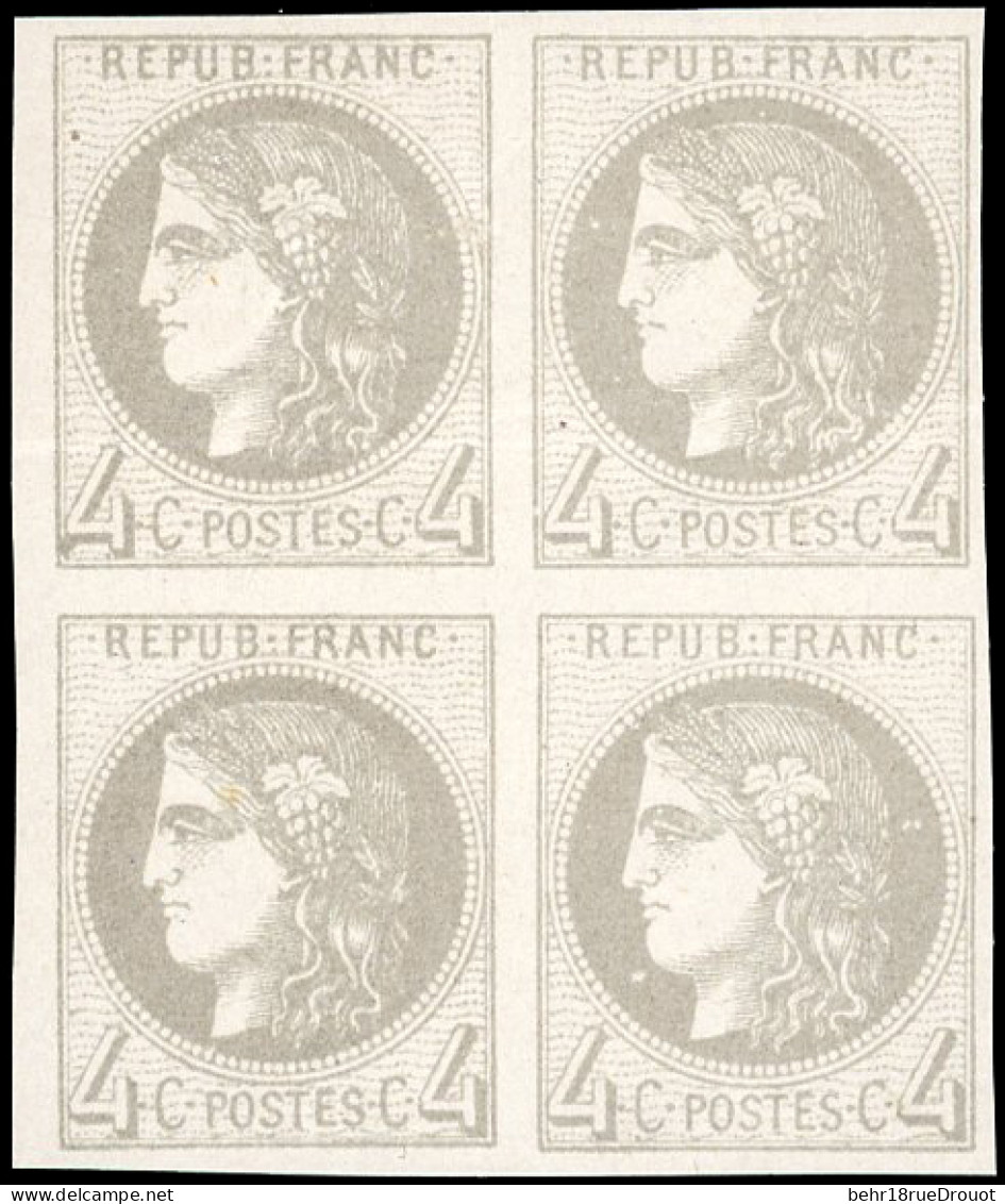 ** 41B -- 4c. Gris. Report 2. Pli D'archive Sur 2 Timbres. 1 Timbre * Sinon SUP. - 1870 Emission De Bordeaux