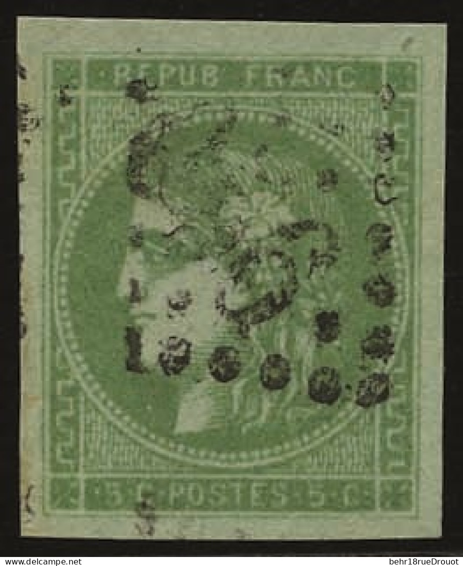 Obl. 42B -- 5c. Vert-jaune. Report 2. Obl. Grandes Marges. TB. - 1870 Ausgabe Bordeaux