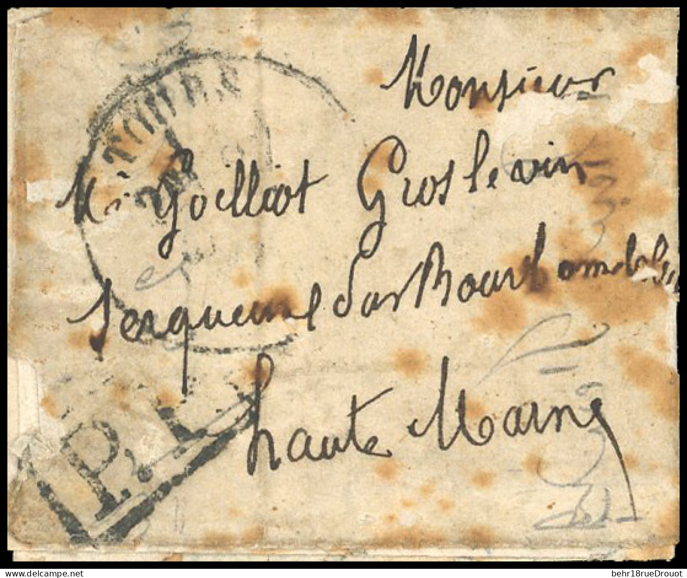 Obl. Pli Confié Du VILLE DE FLORENCE. Lettre Manuscrite De Paris Du 22 Septembre 1870 Frappée Du Cachet PP + Du CàD De T - War 1870