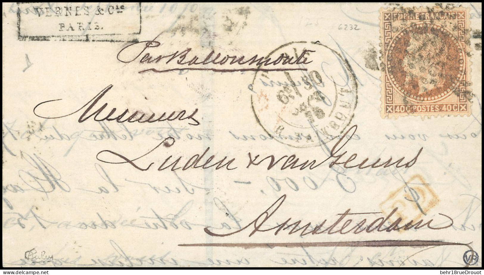 Obl. 31 -- L'ARMAND BARBES. 40c. Lauré Obl. étoile 22 S/lettre Frappée Du CàD De PARIS - R. TAITBOUT Du 30 Septembre 187 - Oorlog 1870