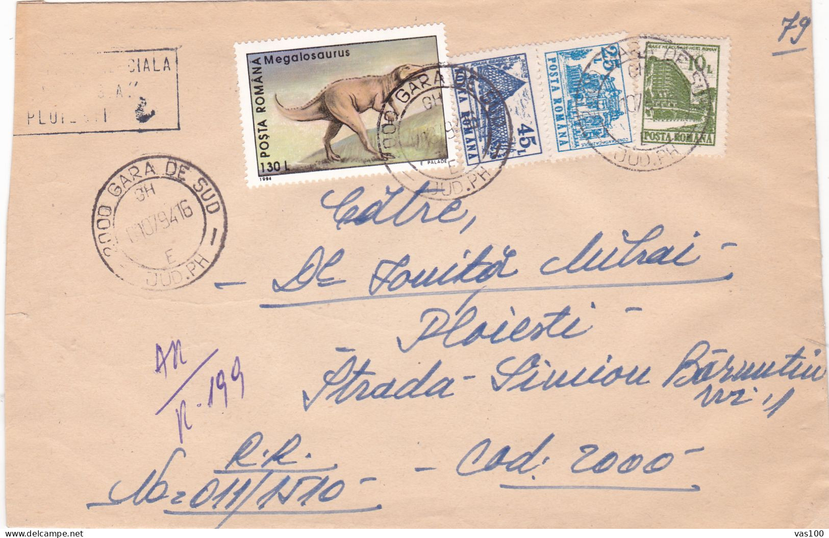 HISTORICAL ANIMALS  COVERS NICE FRANKING , 1994  ROMANIA - Covers & Documents