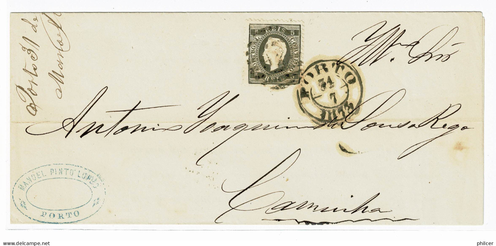 Portugal, 1870/6, # 36, Para Caminha - Lettres & Documents