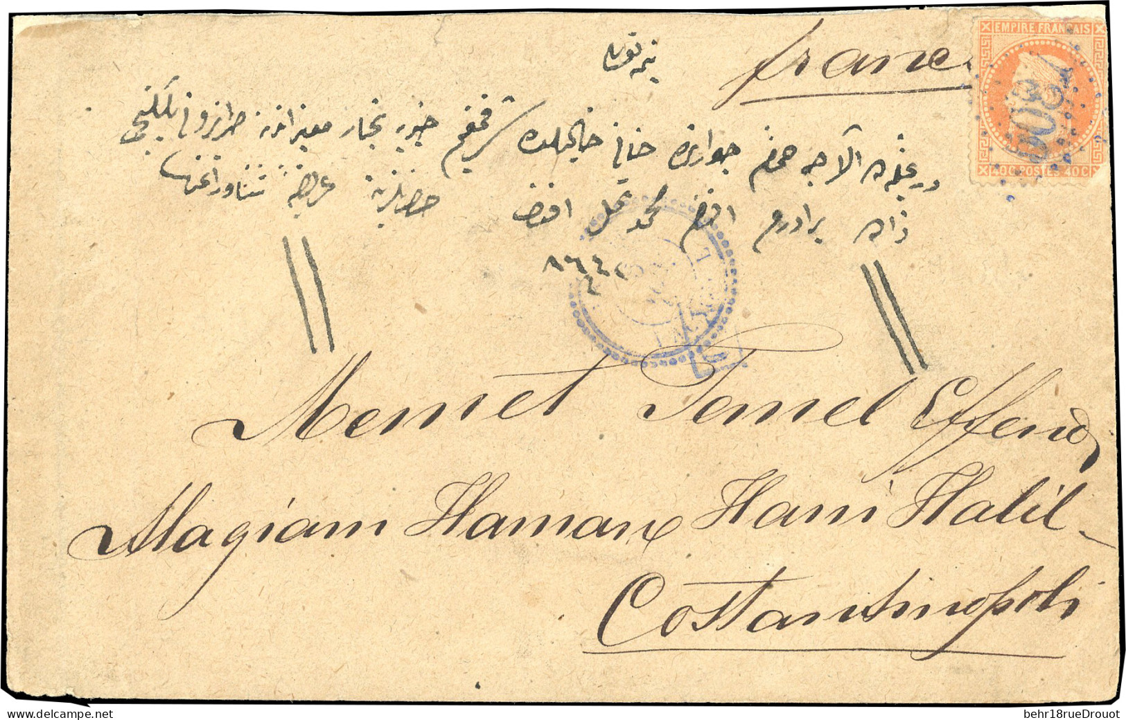 Obl. 31 -- IBRAILA. 40c. Lauré Obl. GC Bleu 5087 S/lettre Frappée Du CàD Perlé Bleu -- Novembre 1901 à Destination De CO - 1849-1876: Période Classique