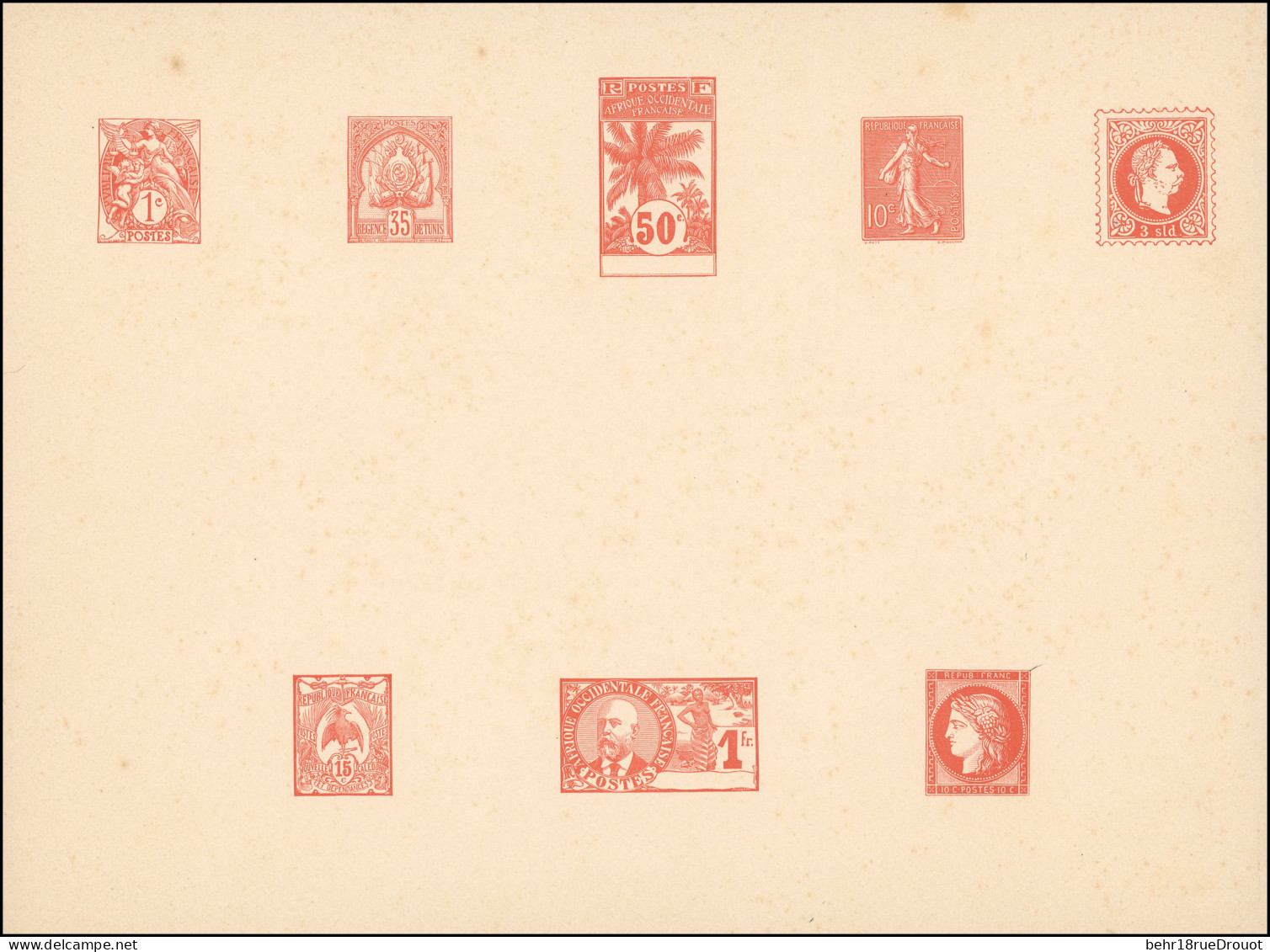 * 106 -- Feuillet Sur Papier épais Imprimé à L'Atelier Des Timbres Poste Vers 1905 Avec Des Clichés Originaux Fournis Pa - Sonstige & Ohne Zuordnung