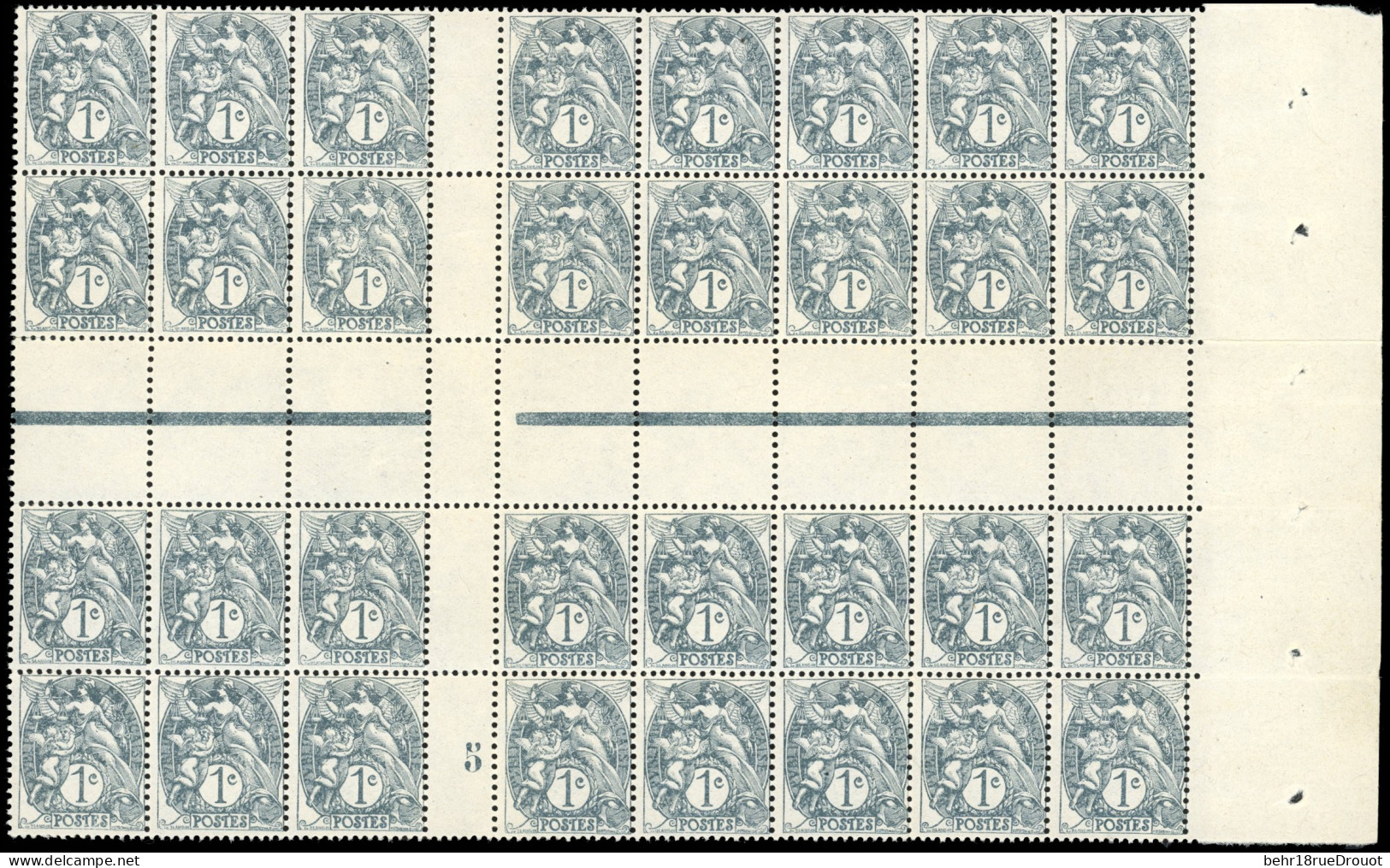 ** 107 -- 1c. Gris. Type IA Tenant à Type IB. Paire Intergalvano. Bloc De 32 Avec Inter-panneau Et Millésime 5. BdeF. SU - Andere & Zonder Classificatie