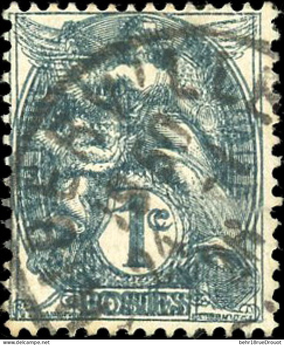 Obl. 107h -- 1c. Ardoise Type Blanc. Double Impression. Obl. Du CàD De THIBERVILLE. Moins De 45 Pièces Connues. SUP. RR. - Andere & Zonder Classificatie