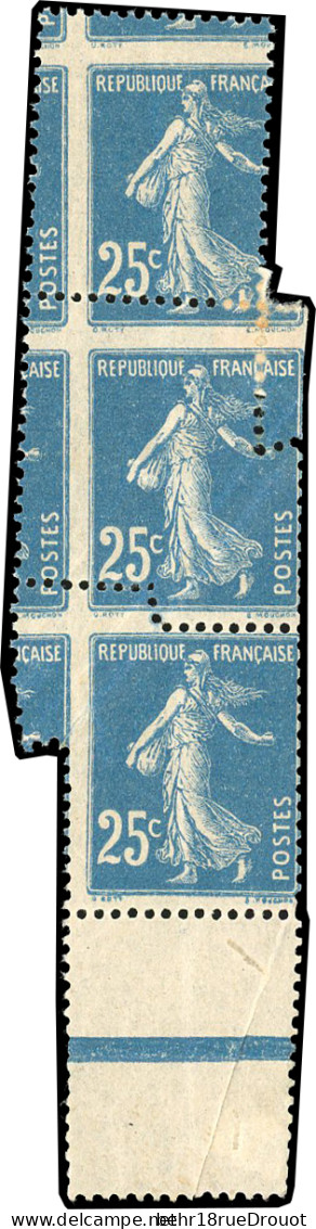 ** 140 -- 25c. Semeuse Bleu, Variété De Piquage, Très Belle S/3 Timbres. BdeF. SUP. - Autres & Non Classés