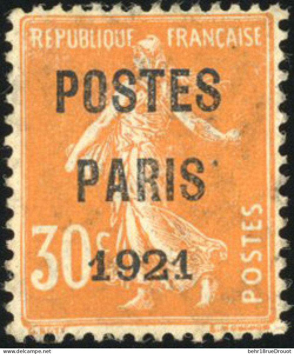 * 29 -- 30c. Orange. "POSTES PARIS 1921". TB. - Autres & Non Classés