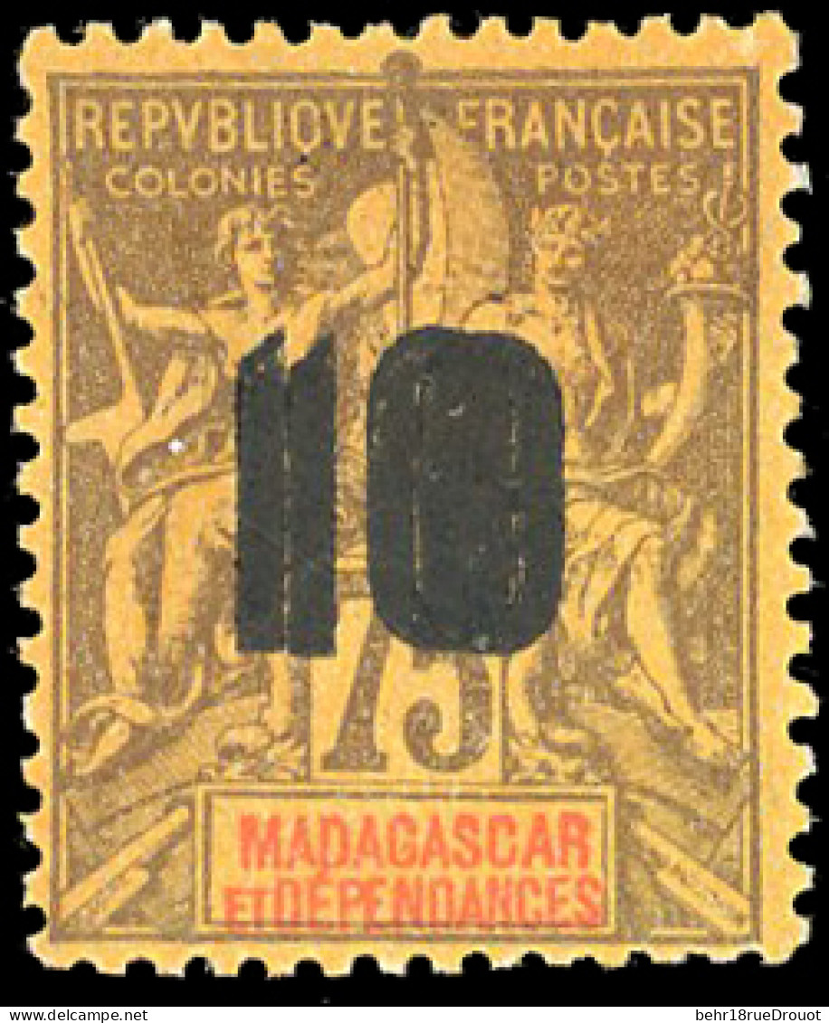 * 114a -- 10 S/75c. Violet S/jaune. Double Surcharge. SUP. R. - Autres & Non Classés