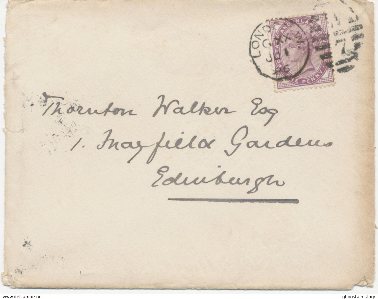 GB 1896, QV 1d Lilac 16 Dots Sound Used On Very Fine Cover With Barred Duplex-cancel "LONDON-W. / W / 7" (Western Distri - Covers & Documents