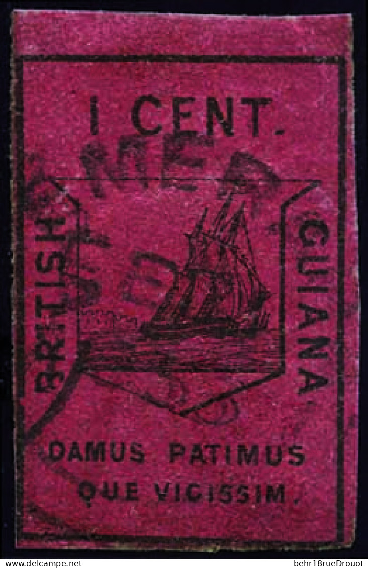 Obl. SG#9 -- 1c. Black Magenta. F. - Guyane Britannique (...-1966)