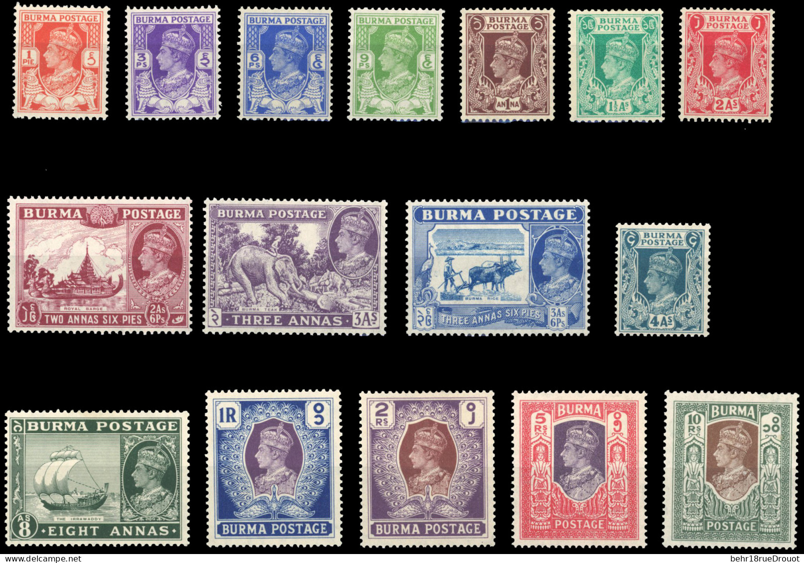 * SG#18b/33 -- Complet Set. 16 Values. VF. - Birma (...-1947)