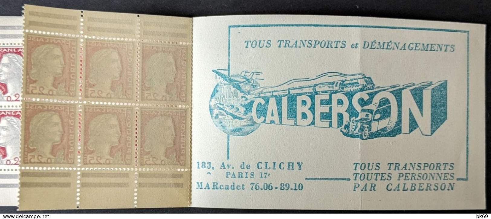 Carnet 1263** Marianne Decaris, Assurances Générales Sur La Vie, Les 3 Suisses, Calberson ... - Alte : 1906-1965