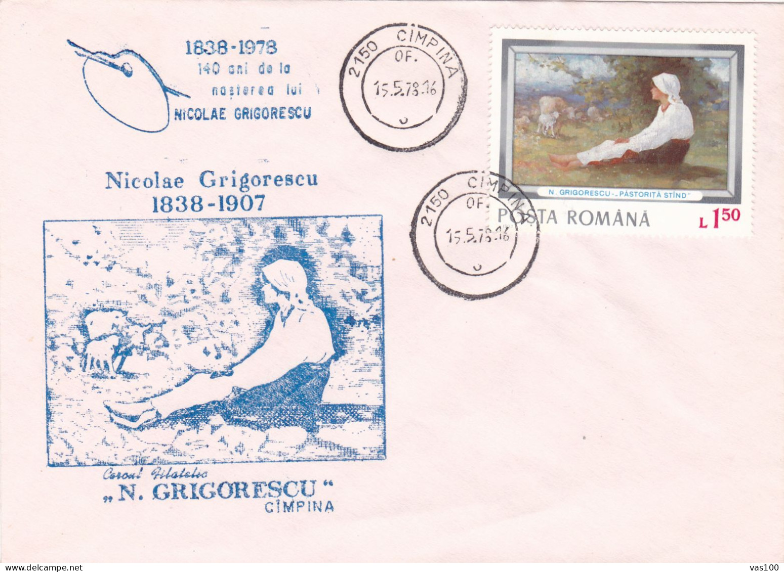 PAINTER  NICOLAE GRIGORESCU SPECIAL   COVERS , 1978  ROMANIA - Cartas & Documentos