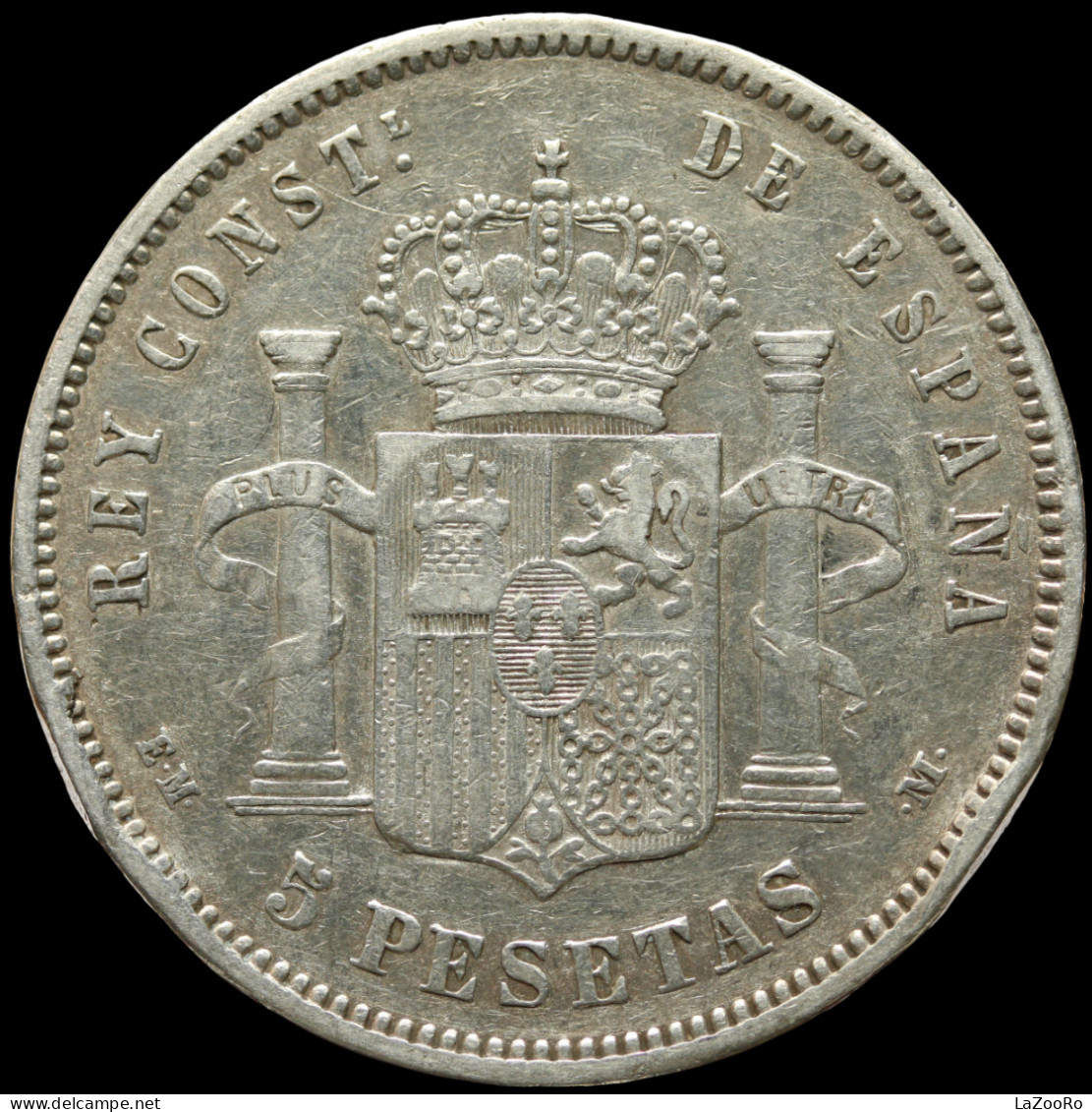 LaZooRo: Spain 5 Pesetas 1879 VF / XF - Silver - First Minting