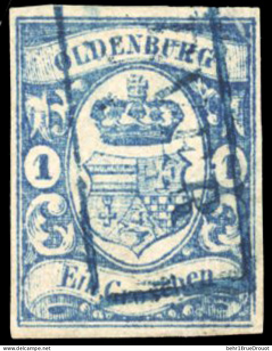 Obl. 12 -- 1g. Bleu. Obl. Bleue Légère. SUP. - Oldenburg