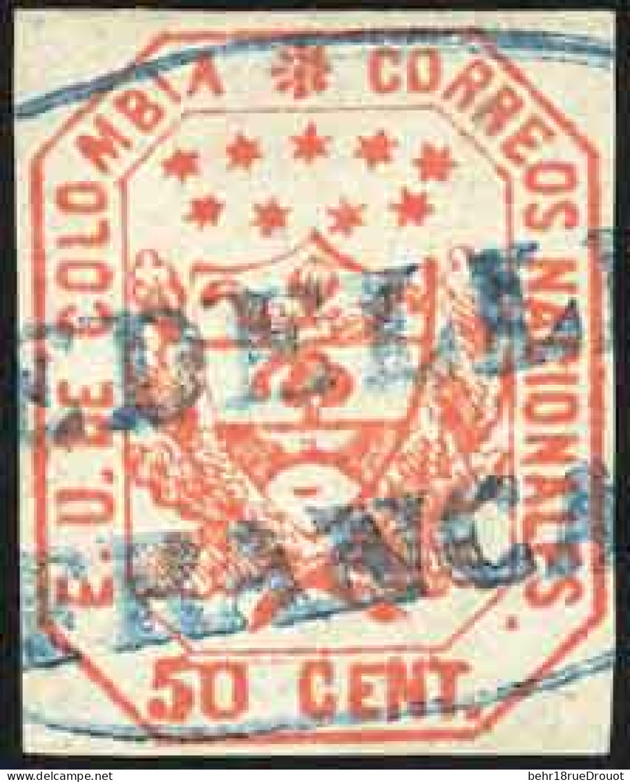 Obl. 22a -- Erreur 50c. Obl. Postale Bleue. SUP. - Colombia