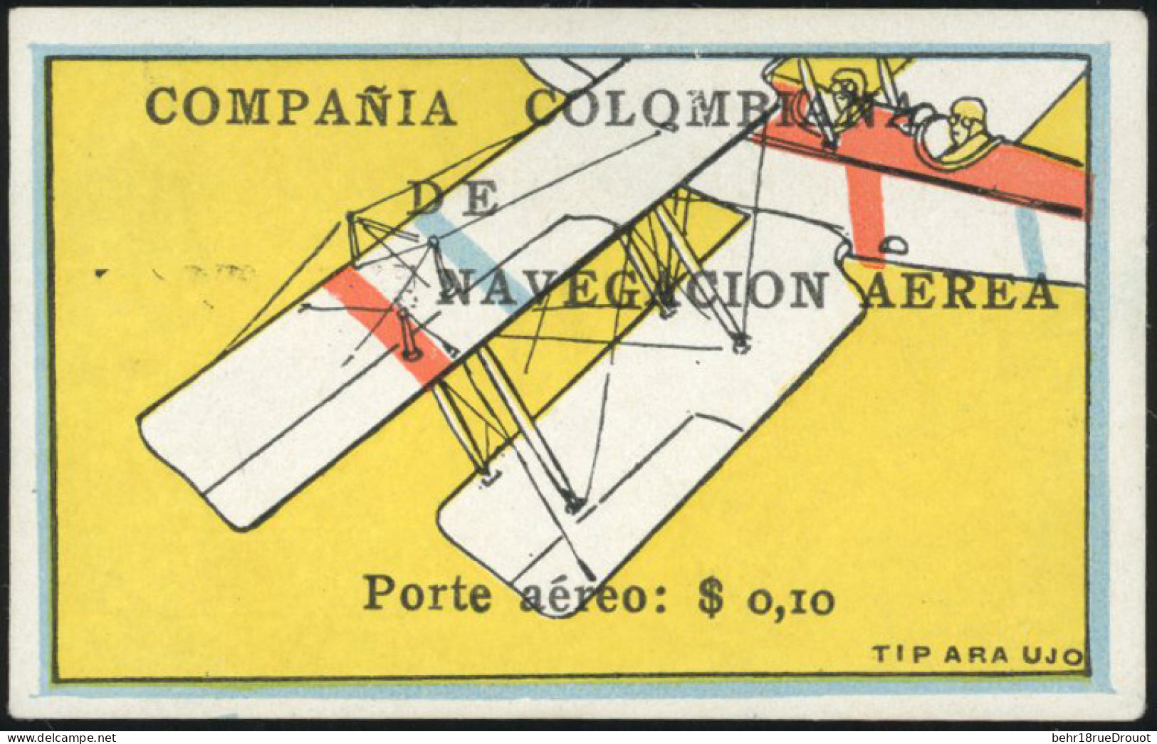 (*) 3 -- Poste Aérienne. 10c. Bleu, Jaune, Rouge Et Noir. SUP. - Colombie