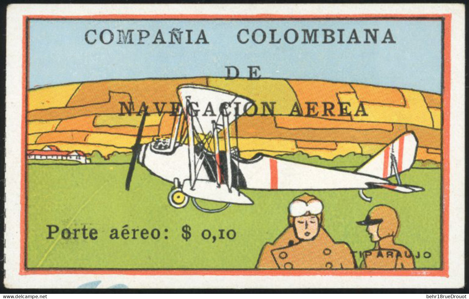 (*) 8 -- Poste Aérienne. 10c. Rouge, Bleu, Vert, Jaune, Brun Et Noir. SUP. - Colombie