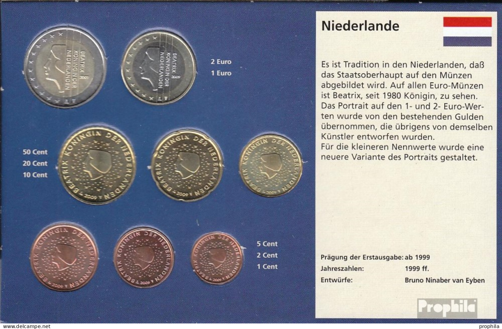 Niederlande 2009 Stgl./unzirkuliert Kursmünzensatz Stgl./unzirkuliert 2009 EURO Nachauflage - Niederlande