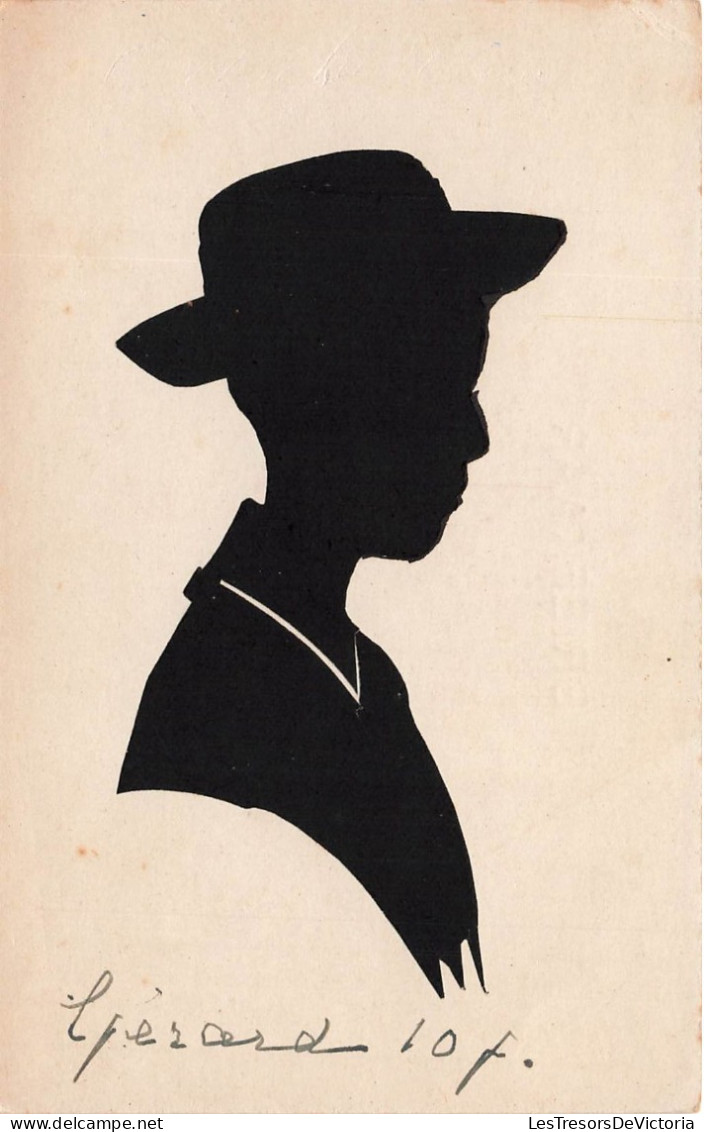 SILHOUETTES - Homme à Chapeau - Carte Postale Ancienne - Scherenschnitt - Silhouette