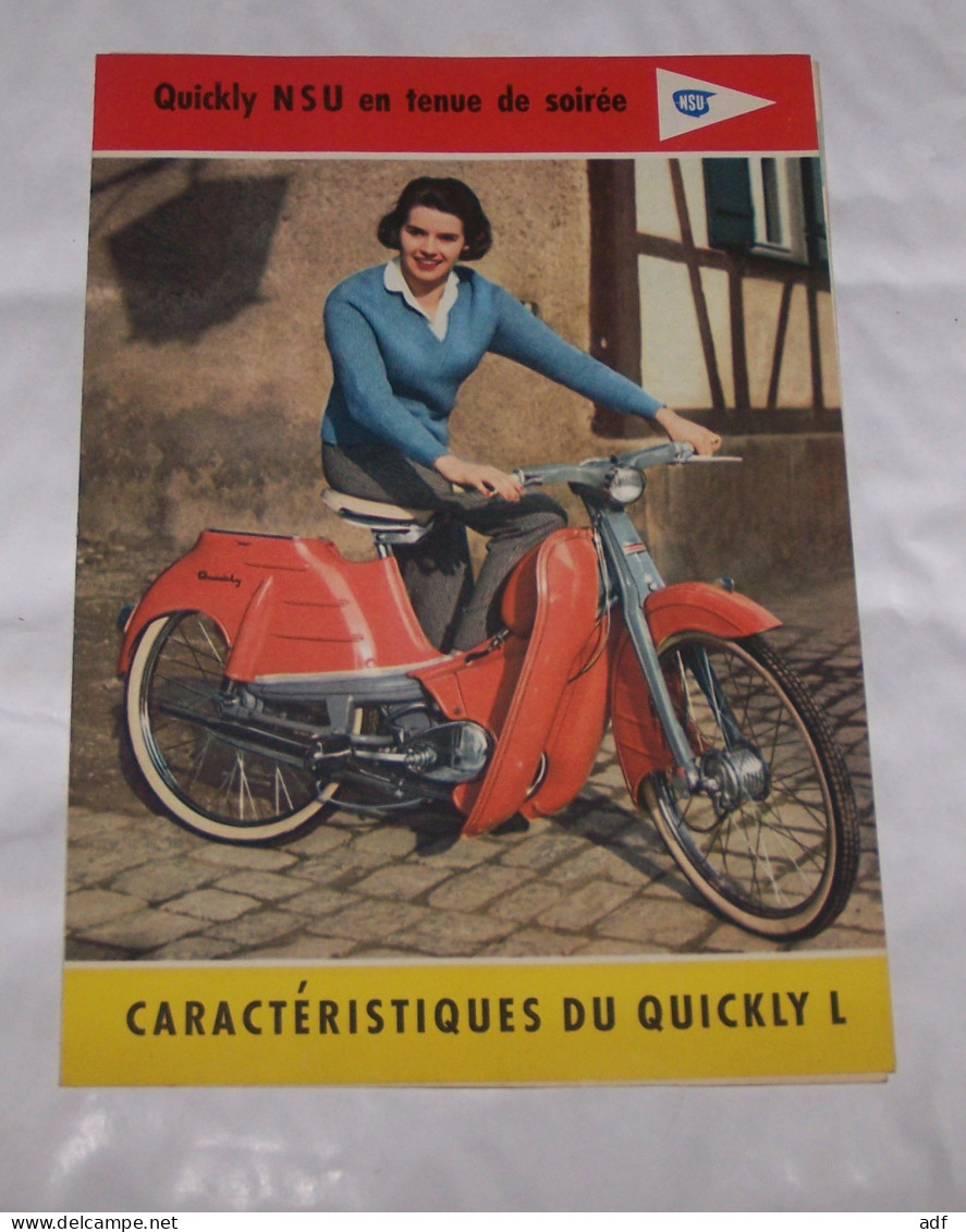 DEPLIANT PUB PUBLICITAIRE CYCLO MOTEUR CYCLOMOTEUR QUICKLY NSU, QUICKLY N, S, L - Motorräder