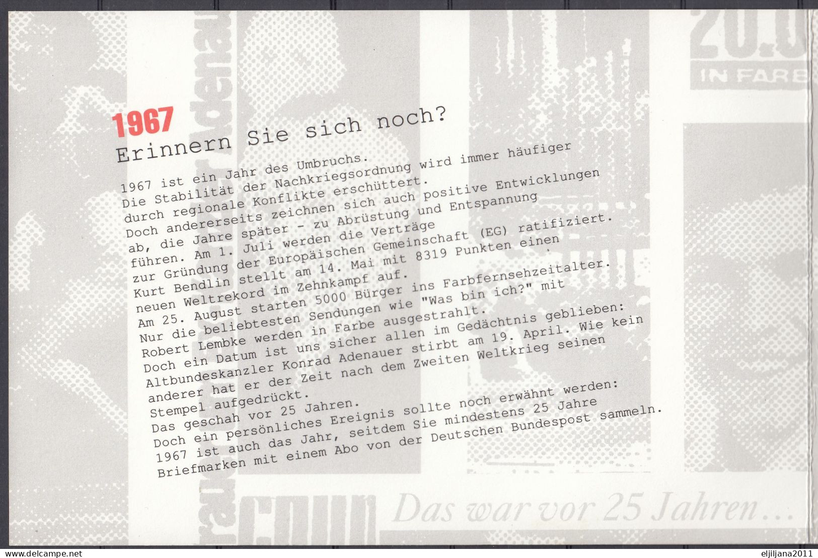 Germany 1992 ⁕ Das War Vor 25 Jahren.... Mi.1601 Konrad Adenauer ⁕ FDC - Erstausgabe - Klappkarte - See Scan - 1991-2000