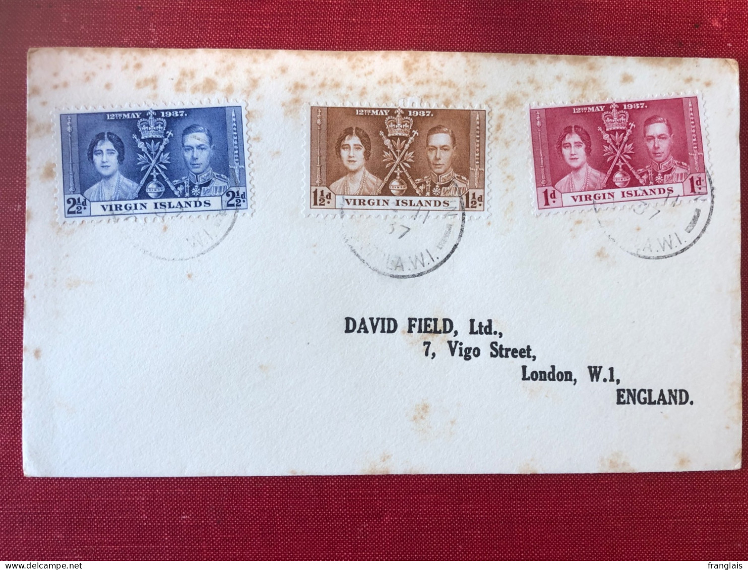 1937 George VI Coronation Cover, Some Foxing - British Virgin Islands