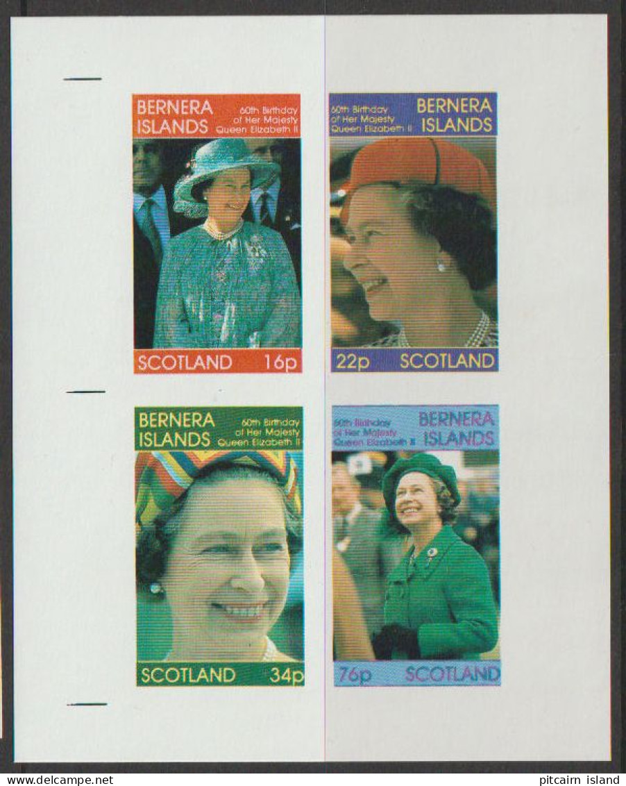 Bernera Islands Scotland  1986  Set 368B  2255 - 2258  Imperf + 2259-2260  MNH   60 Th Birthday Queen - Local Issues
