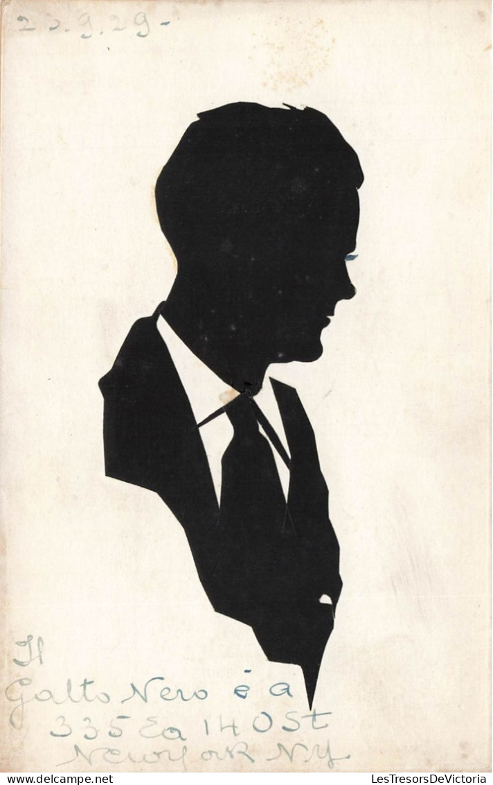 SILHOUETTES - Jeune Homme En Cravate - Carte Postale Ancienne - Silhouette - Scissor-type