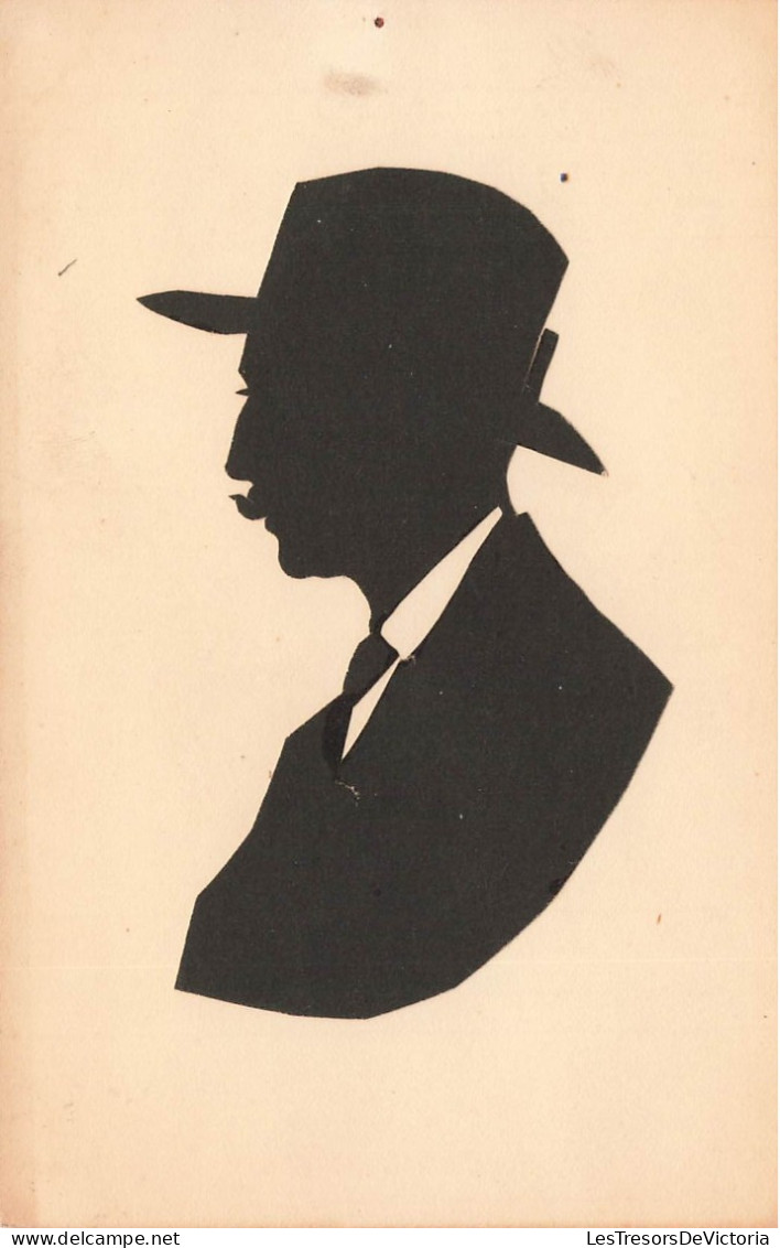 SILHOUETTES - Homme à Chapeau Haute-forme Et Avec Un Moustache - Carte Postale Ancienne - Silhouettes
