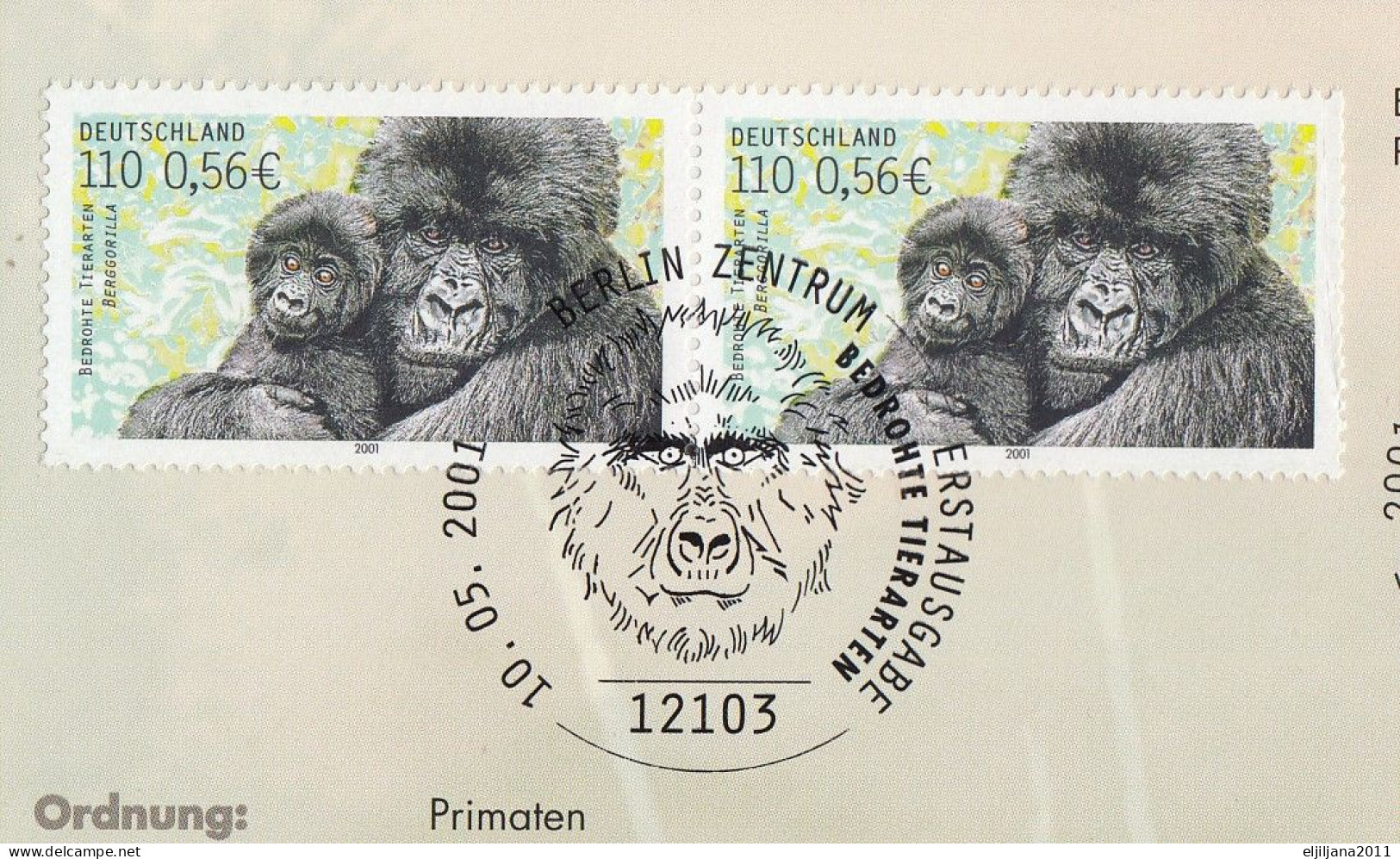 Germany 2001 ⁕ Mi.2182-2183 Bedrohte Tierarten ⁕ FDC - Erstausgabe - Klappkarte - 2001-2010