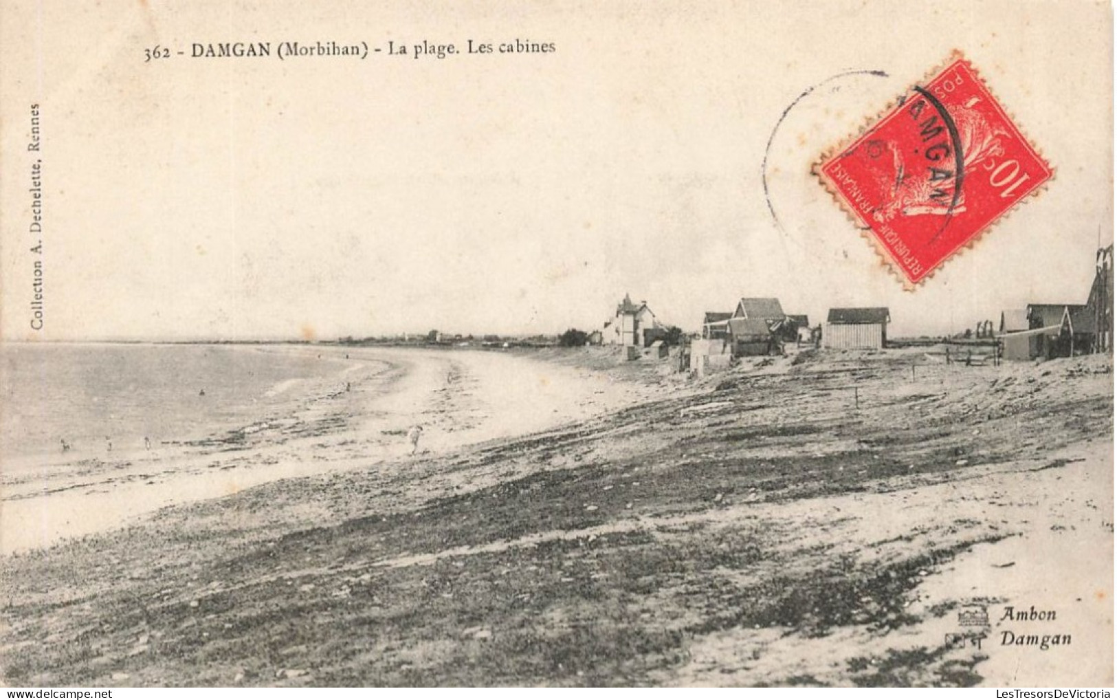 FRANCE - Damgan - La Plage - Les Cabines - Carte Postale Ancienne - Damgan