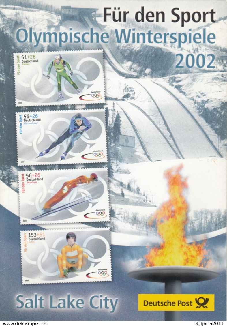 Germany 2002 ⁕ Mi.2237-2240 Für Den Sport - Olympische Winterspiele - Salt Lake City ⁕ FDC - Erstausgabe - Klappkarte - 2001-2010