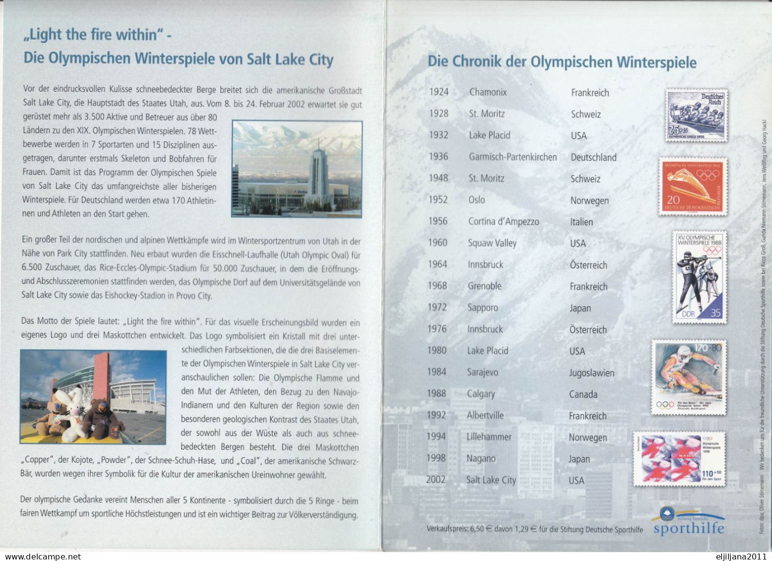 Germany 2002 ⁕ Mi.2237-2240 Für Den Sport - Olympische Winterspiele - Salt Lake City ⁕ FDC - Erstausgabe - Klappkarte - 2001-2010