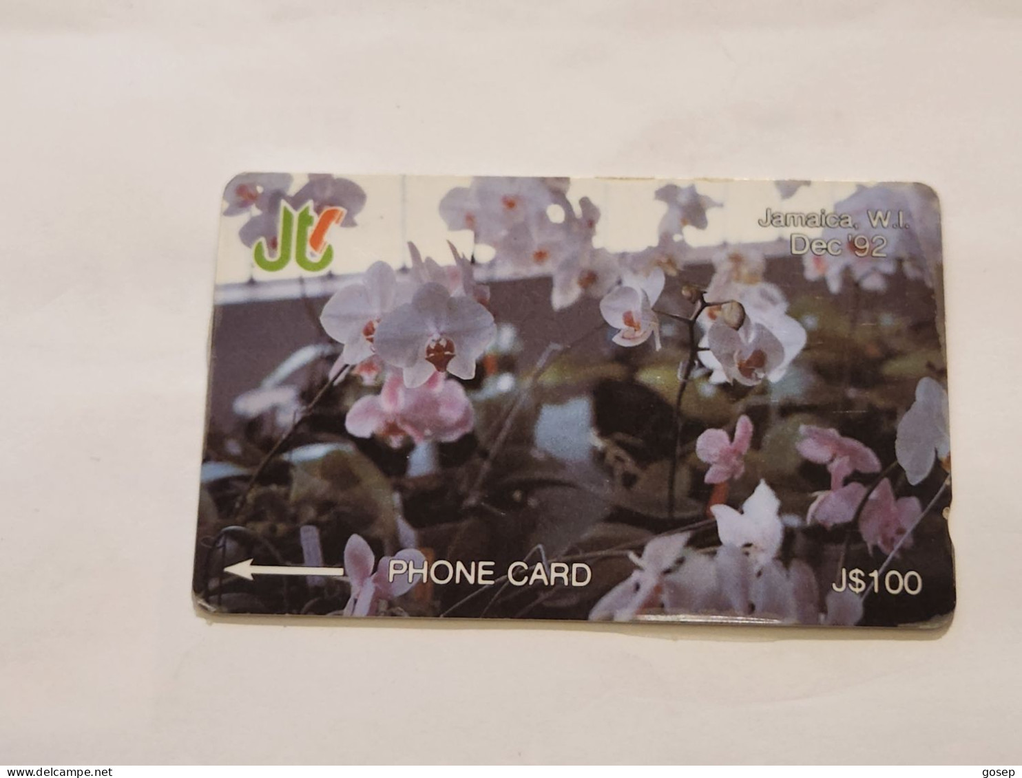 JAMAICA-(11JAMD-JAM-11D)-White Orchids-(6)-(11JAMD020568)-(J$100)-used Card+1card Prepiad - Jamaïque