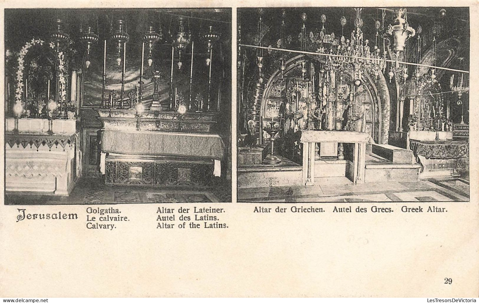 PALESTINE - Jérusalem - Le Calvaire - Golgatha - Autel Des Latins - Autel Des Grecs - Carte Postale Ancienne - Palestina