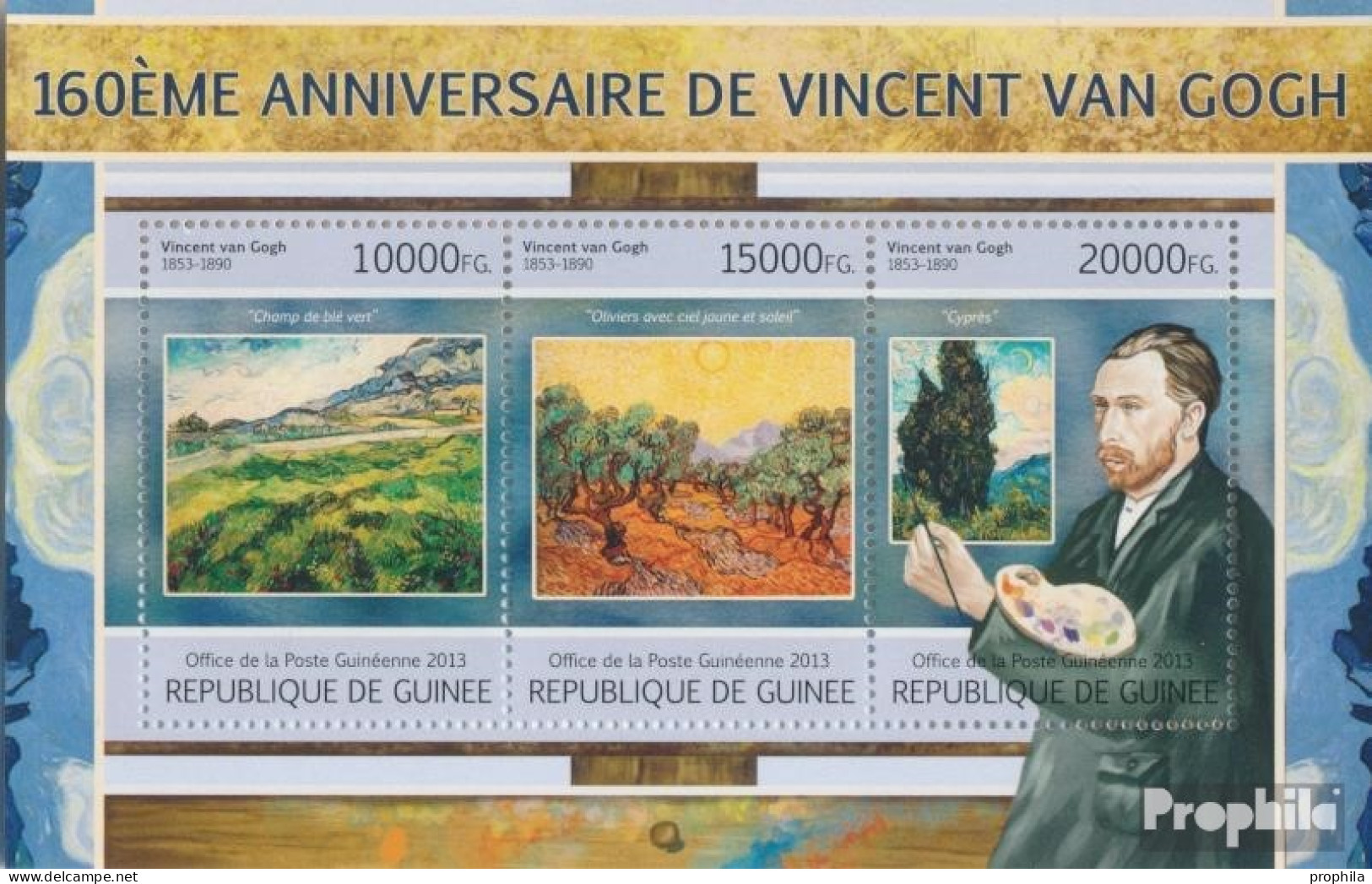 Guinea 9741-9743 Kleinbogen (kompl. Ausgabe) Postfrisch 2013 Vincent Van Gogh - Guinée (1958-...)