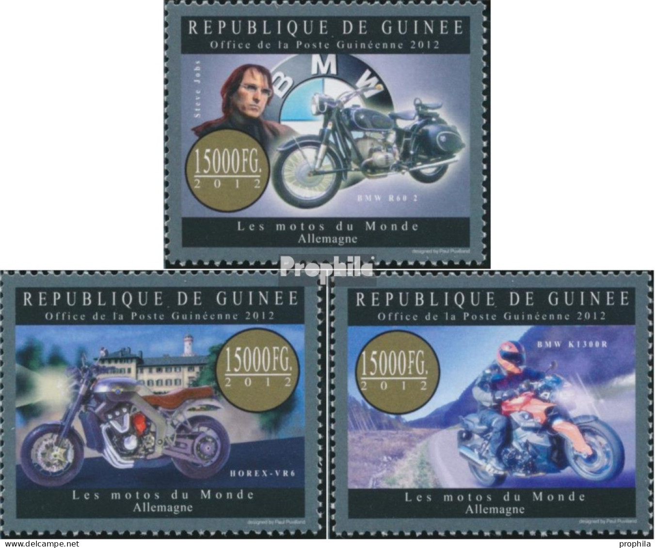 Guinea 9542-9544 (kompl. Ausgabe) Postfrisch 2012 Motorräder Aus Deutschland - Guinée (1958-...)