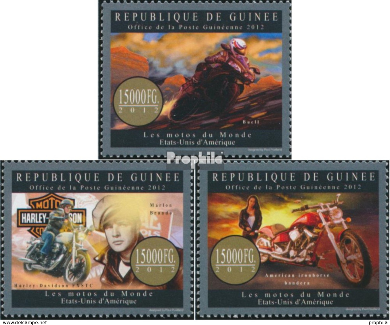 Guinea 9539-9541 (kompl. Ausgabe) Postfrisch 2012 Motorräder - Guinée (1958-...)