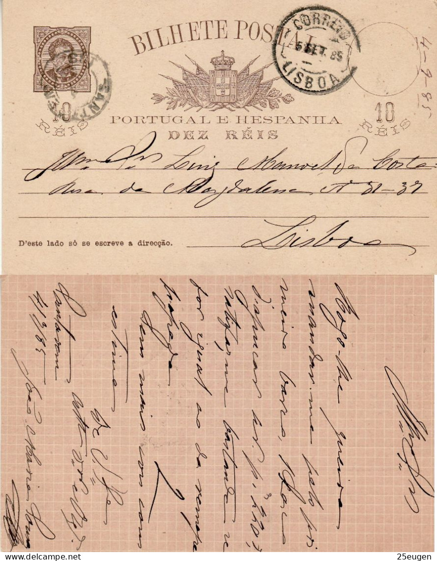 PORTUGAL 1885 POSTCARD SENT TO LISBOA - Covers & Documents