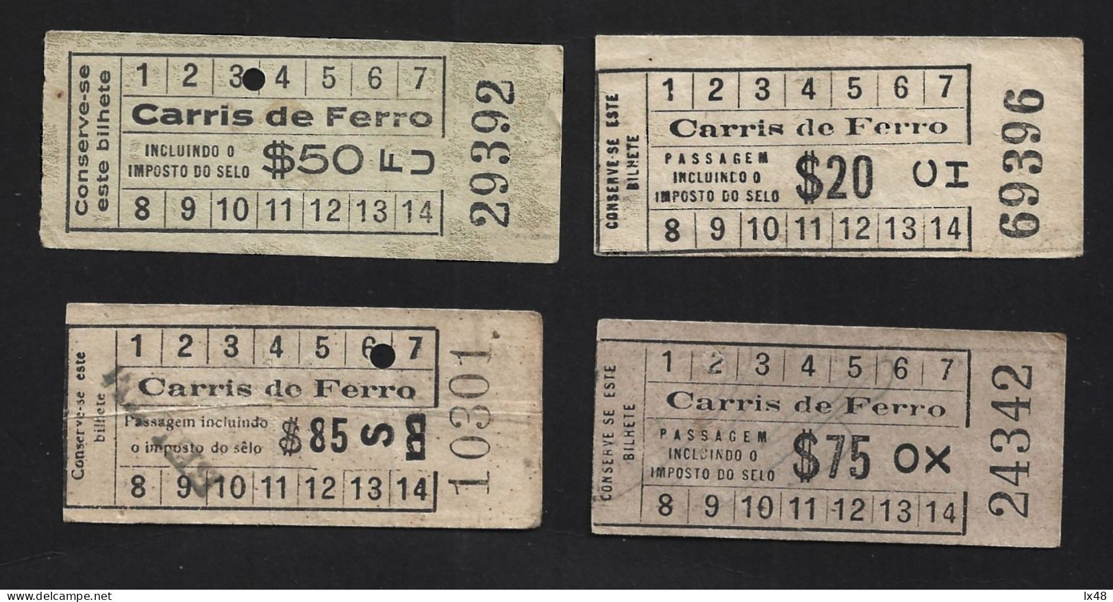 Tickets From Carris De Lisboa Railway Company. Palindrome. Capicuas. Kaartjes Van De Spoorwegmaatschappij Carris Lisboa - Welt