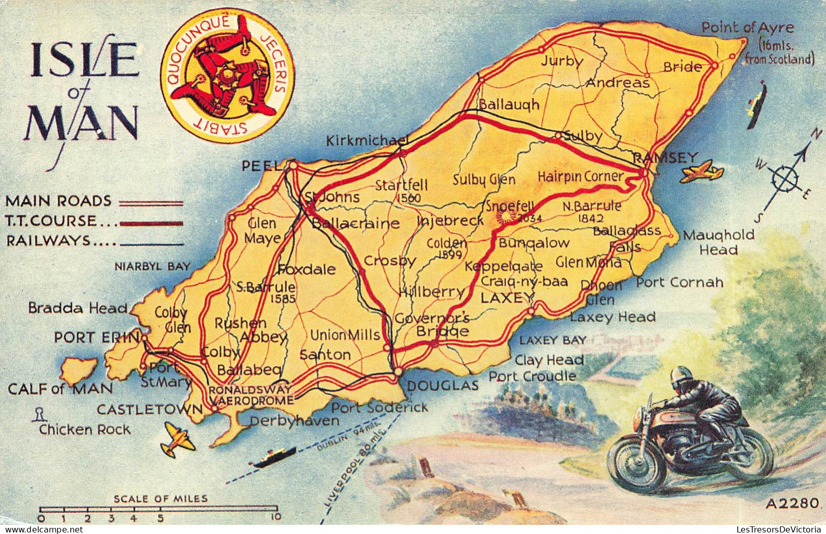 ROYAUME-UNI - Isle Of Man - Carte Géographique - Carte Postale - Insel Man