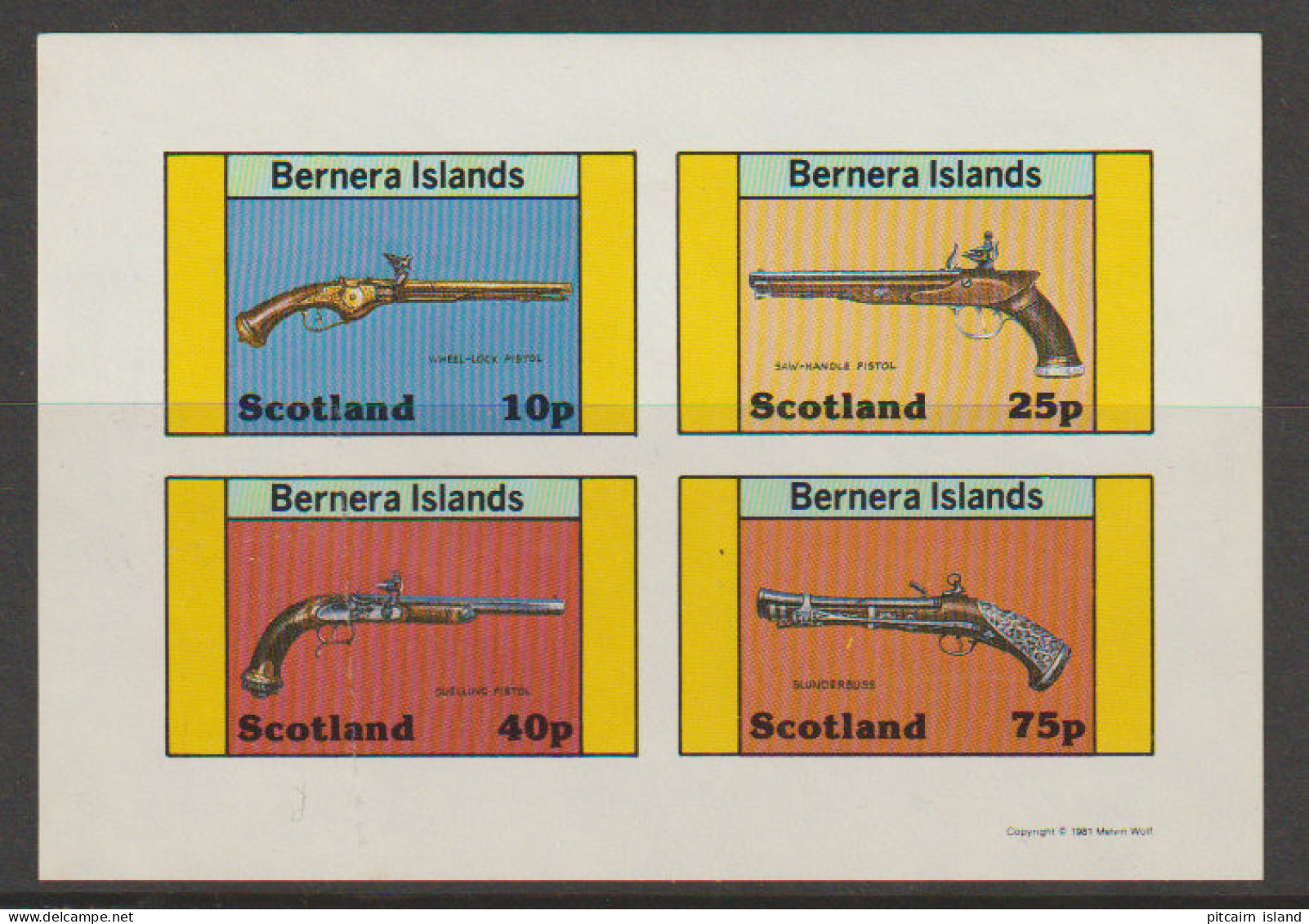  Bernera Islands Scotland  1982 Block 101B    Pistols  MNH    - Emisiones Locales