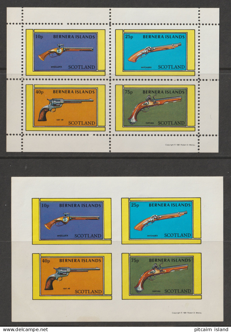 Bernera  Islands Scotland  1981   Block 100 A + 100 B  Pistols   MNH   - Lokale Uitgaven