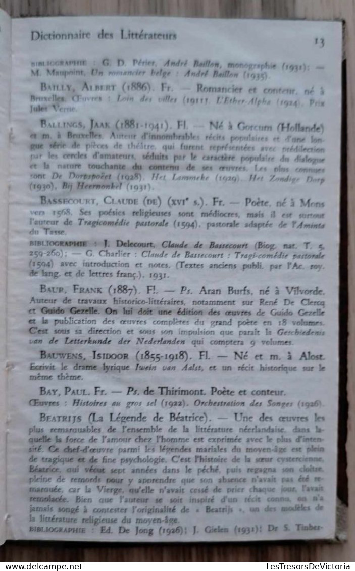 Livre - Dictionnaire Des Littérateurs Par François Closset, Raymond Herreman, Etienne Vauthier - Maison Larcier - Dictionnaires